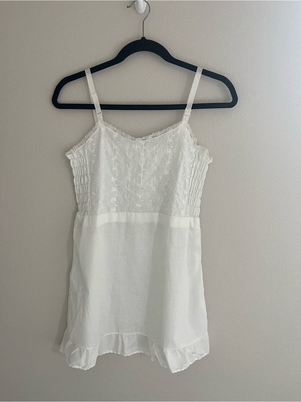 Vintage Stoneswear Girls’ White Lace-Trim Embroidered Slip/Slip Dress Size 14